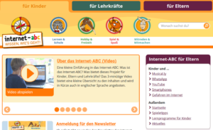 Startseite von internet-abc.de mit Kategorien, Videos und Links