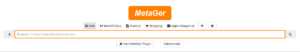 Startseite von MetaGer mit einigen Filtern